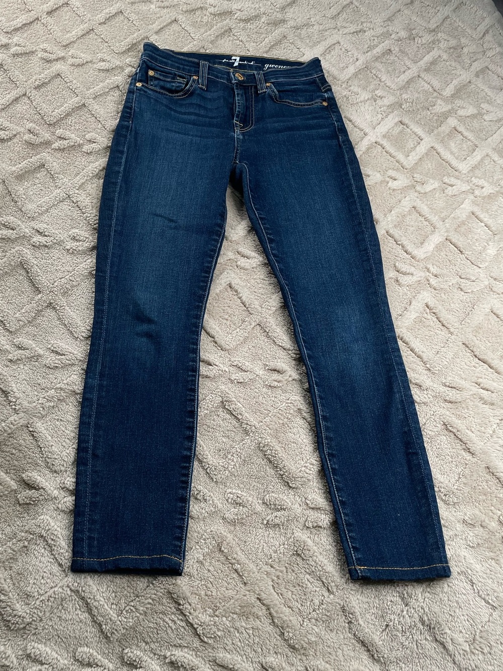 7 For All Mankind Dark Blue Skinny Jeans-
Size 24 Gwenevere